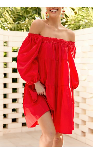 AJD-0872RED ARABELLA DRESS