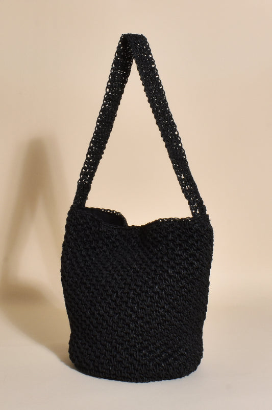 AXD-1433BLACK CROCHET TOTE