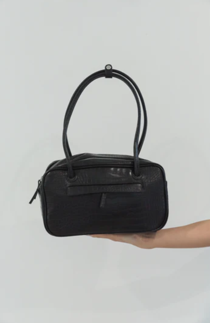 AXA-2830BLAC CROC HANDBAG
