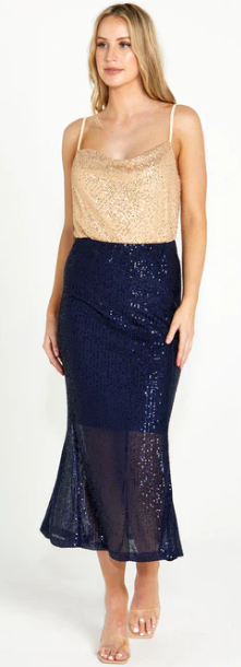 15611SKFA NAVY SEQU SKIRT